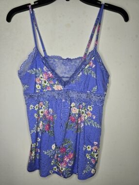 *INC Lace-Trim Cami Pajama Top Small Wild Flowers Floral Lavender